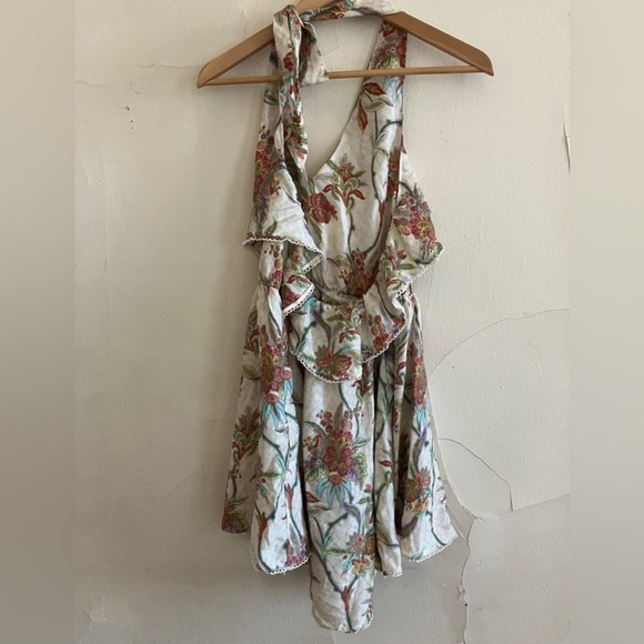 ZIMMERMANN RESORT DRESS HALTER RUFFLE RICRAC 100% SILK NEW 0 XS Paisley floral - Picture 2 of 4